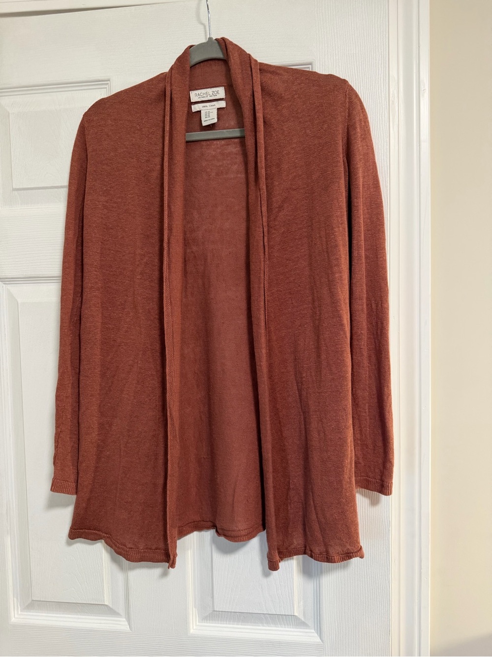 Rachel Zoe- Open Front Cardin 100% Linen- Taupe Brown Auburn- Size XS